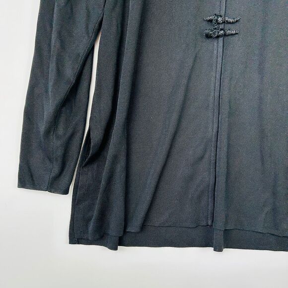 Misook Formal Top XL Black‎ Long Sleeve Chinese Toggle Button Acrylic - Picture 4 of 13